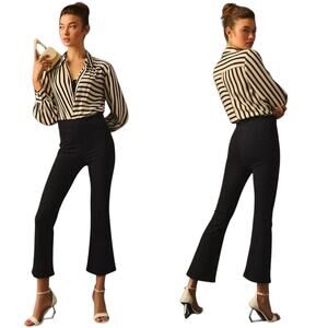 FRAME The Jetset Crop Mini Boot in Sheen Noir Pull-on Elastic Waist Jeans Size 1